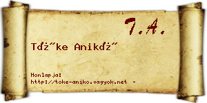 Tőke Anikó névjegykártya